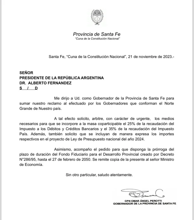 Nota a Fernandez de Perotti